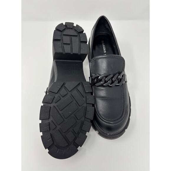 Madden Girl Hoxton Loafer, Black Chunky Heel Y2K - Picture 7 of 8